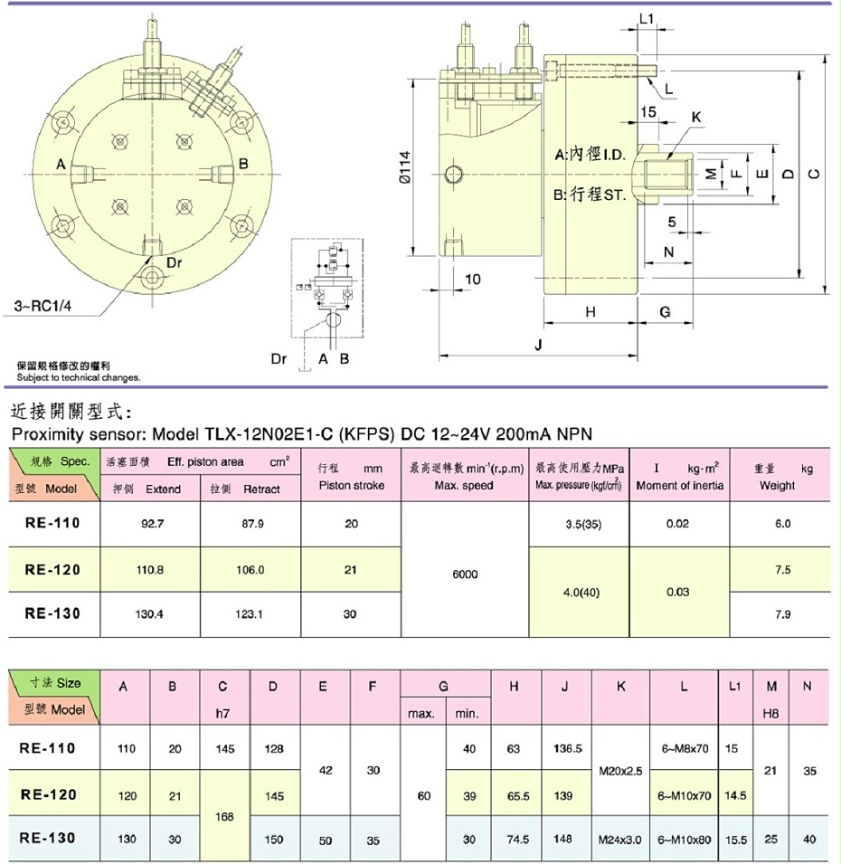 精短整合型中实回转油缸