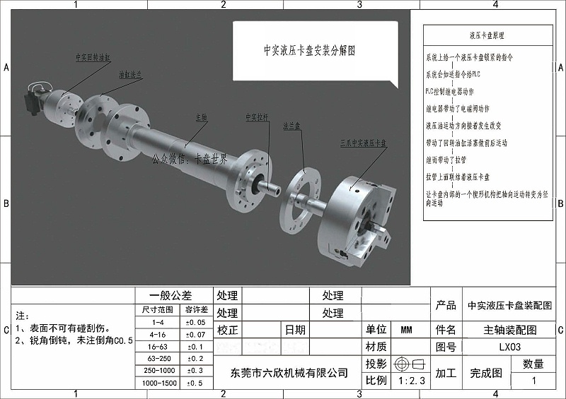 三爪中实液压卡盘安装分解图